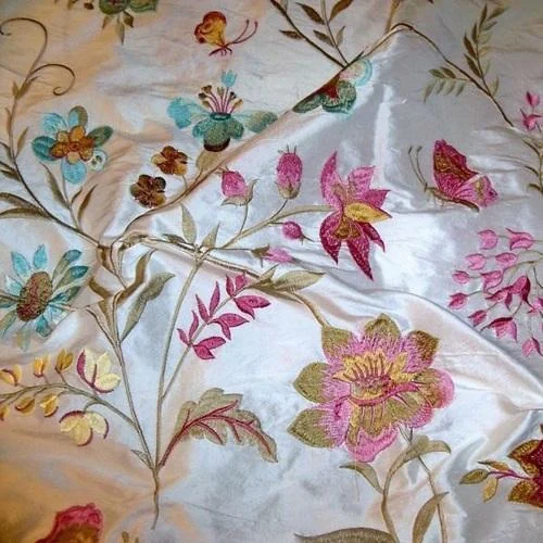 Hand Embroidered Silk Fabric